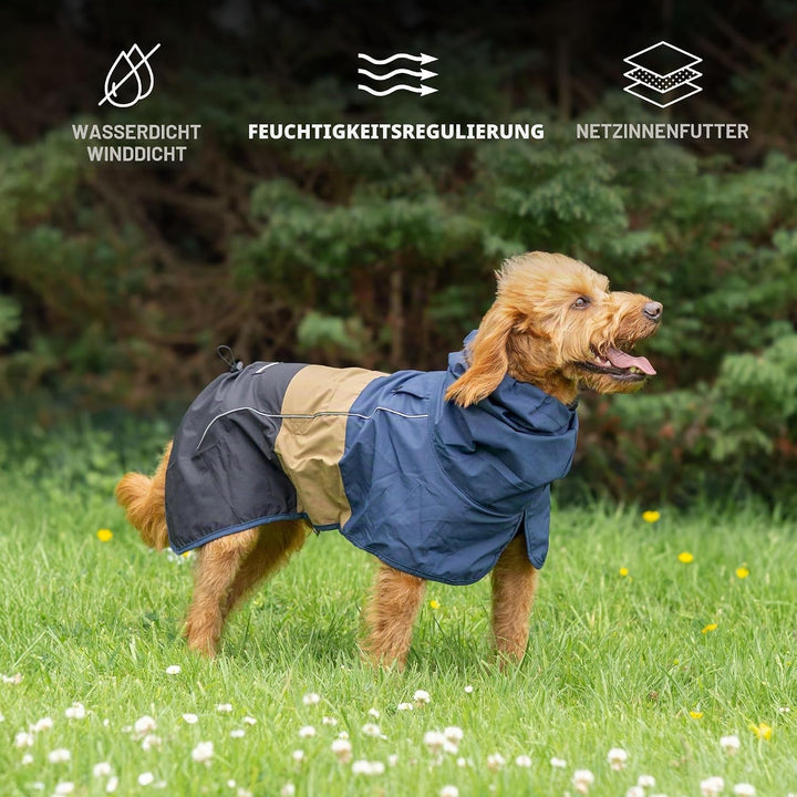 Spark Paws Hunderegenmantel, wasserdichte Winddichte Regenjacke Blue Gold Black L, Blue Gold Black L