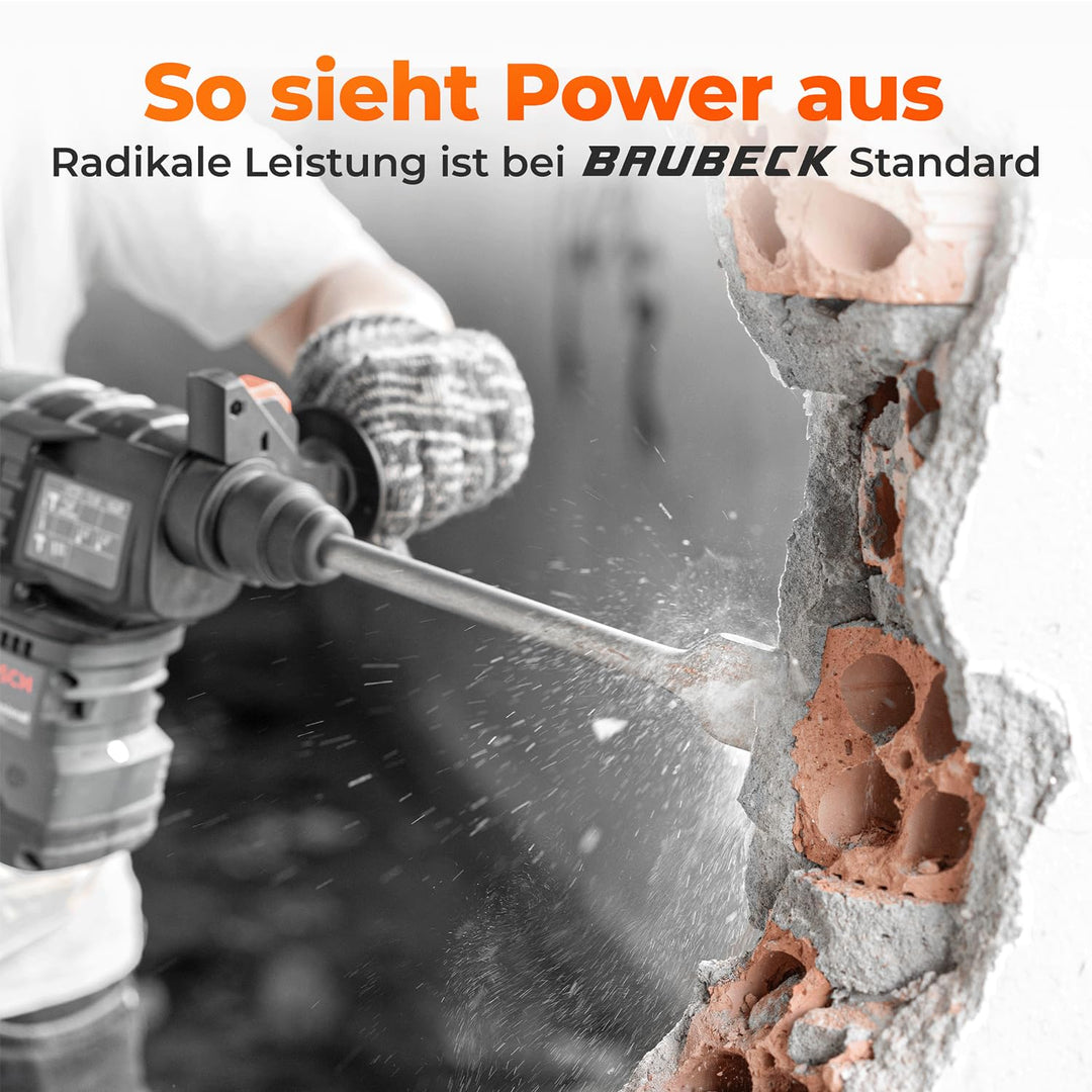 BAUBECK Meissel Set für Beton & Mauerwerk - SDS Max - LONG LIFE [4tlg] - 280mm lang, angewinkelt und