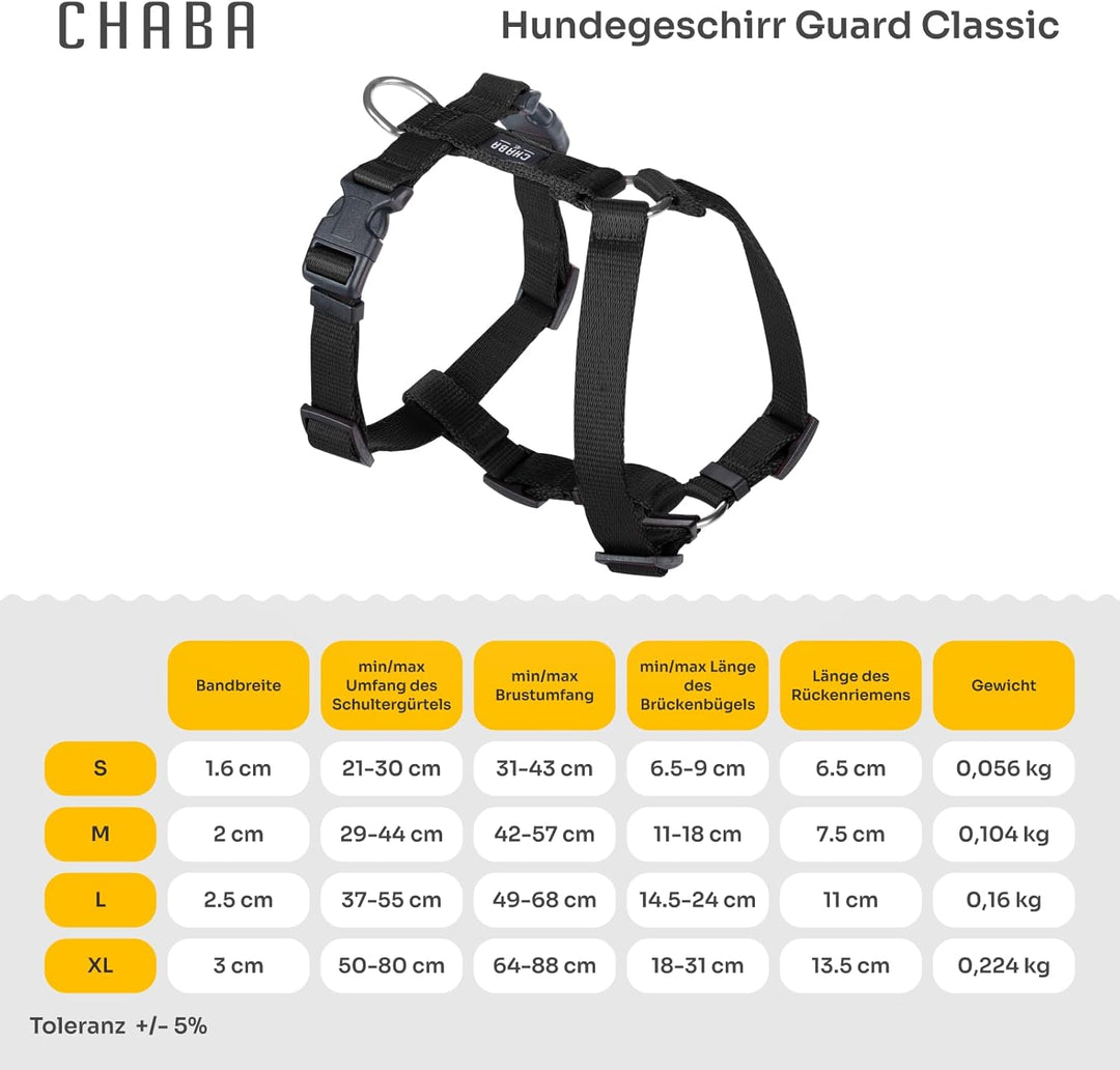 Chaba Guard Hundegeschirr für mittelgrosse Hunde mit Kontrolle, Anti-Zug & Würgen, Verstellbar, Komf