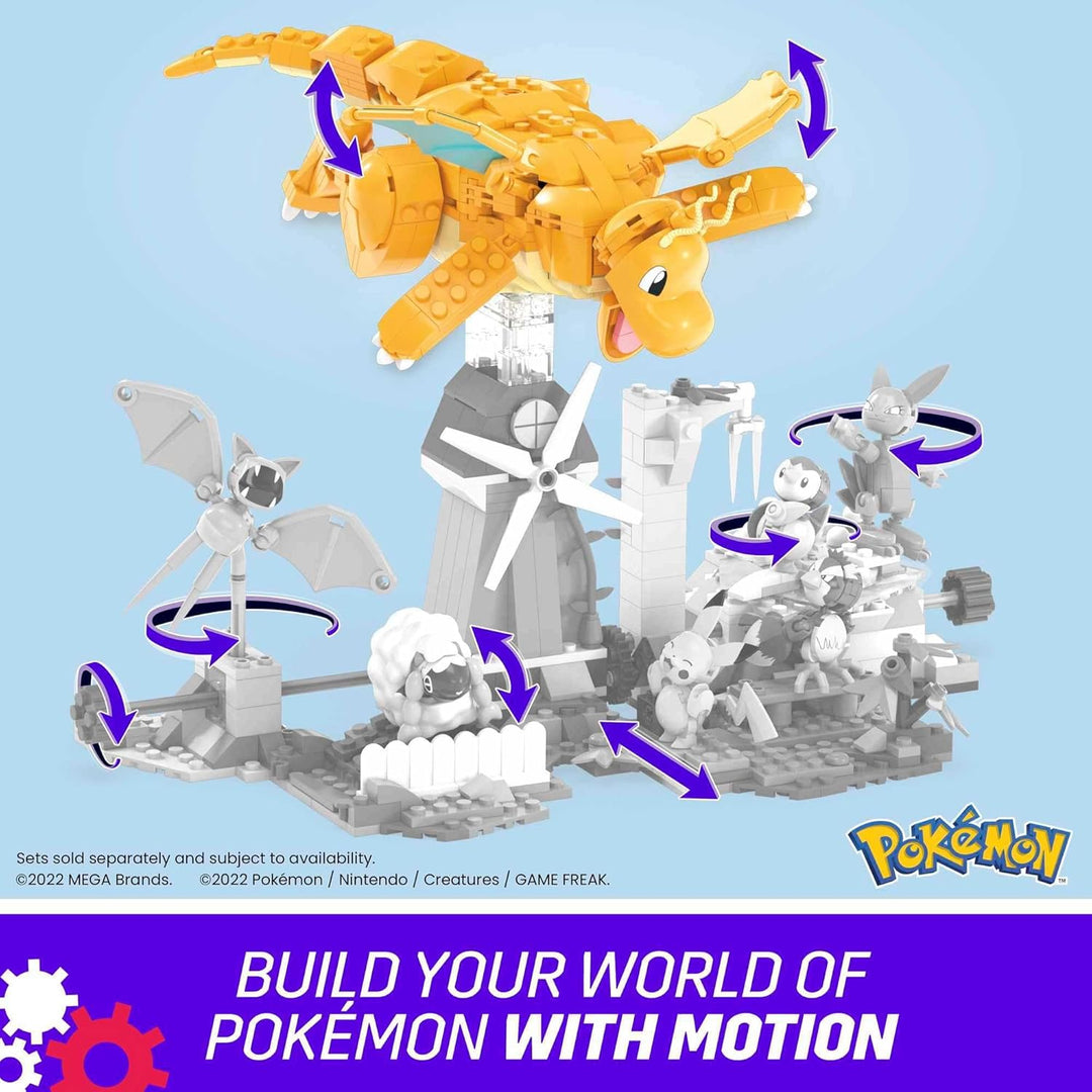 MEGA Pokémon Bauspielzeug für Kinder, bewegliche grosse Dragoran-Figur zum Zusammenbauen mit Bewegun