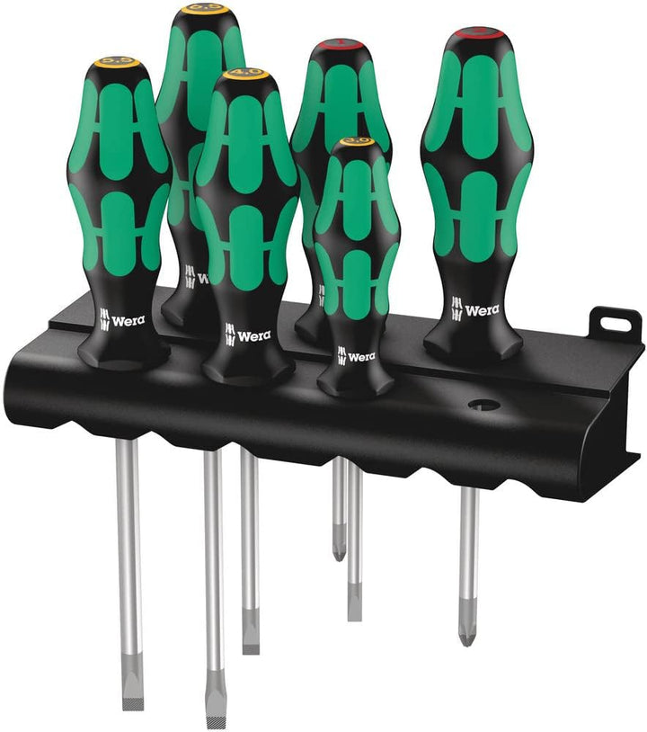 Wera 334/6 Rack Schraubendrehersatz Kraftform Plus Lasertip + Rack, 6-teilig, 05105650001 Single 334