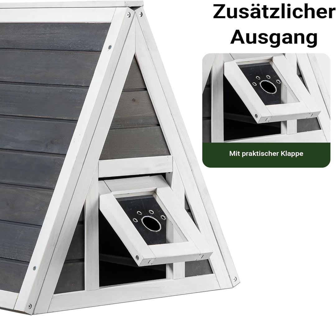 Wiltec Wetterfestes Katzenhaus 50 x 50 x 54 cm aus Holz, Katzenhütte Outdoor, Katzenhöhle mit Eingan