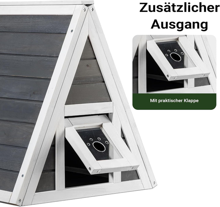 Wiltec Wetterfestes Katzenhaus 50 x 50 x 54 cm aus Holz, Katzenhütte Outdoor, Katzenhöhle mit Eingan