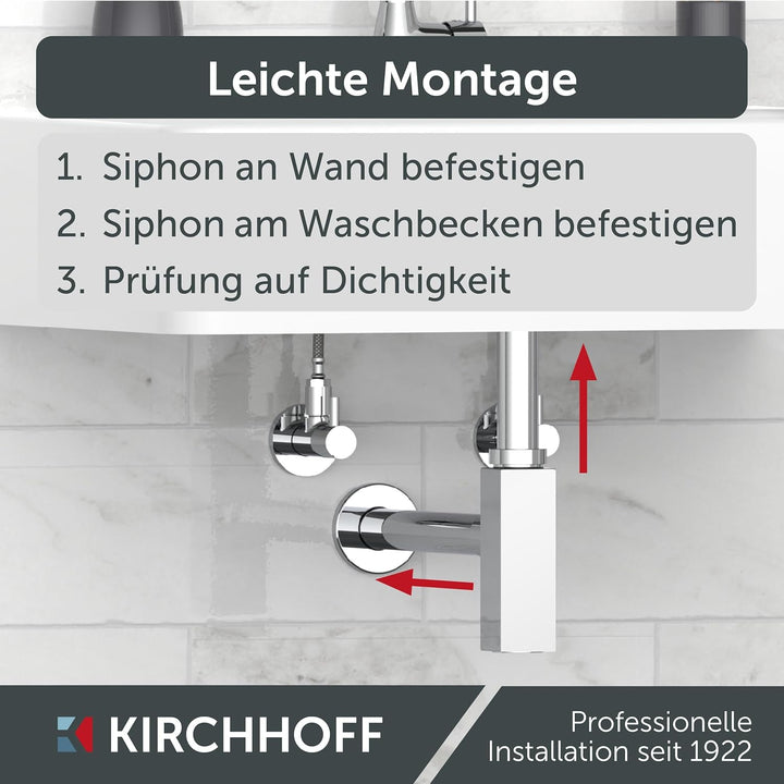 KIRCHHOFF Flaschensiphon Design Siphon, Abfluss, Ablaufgarnitur für Waschbecken und Waschtisch, Geru