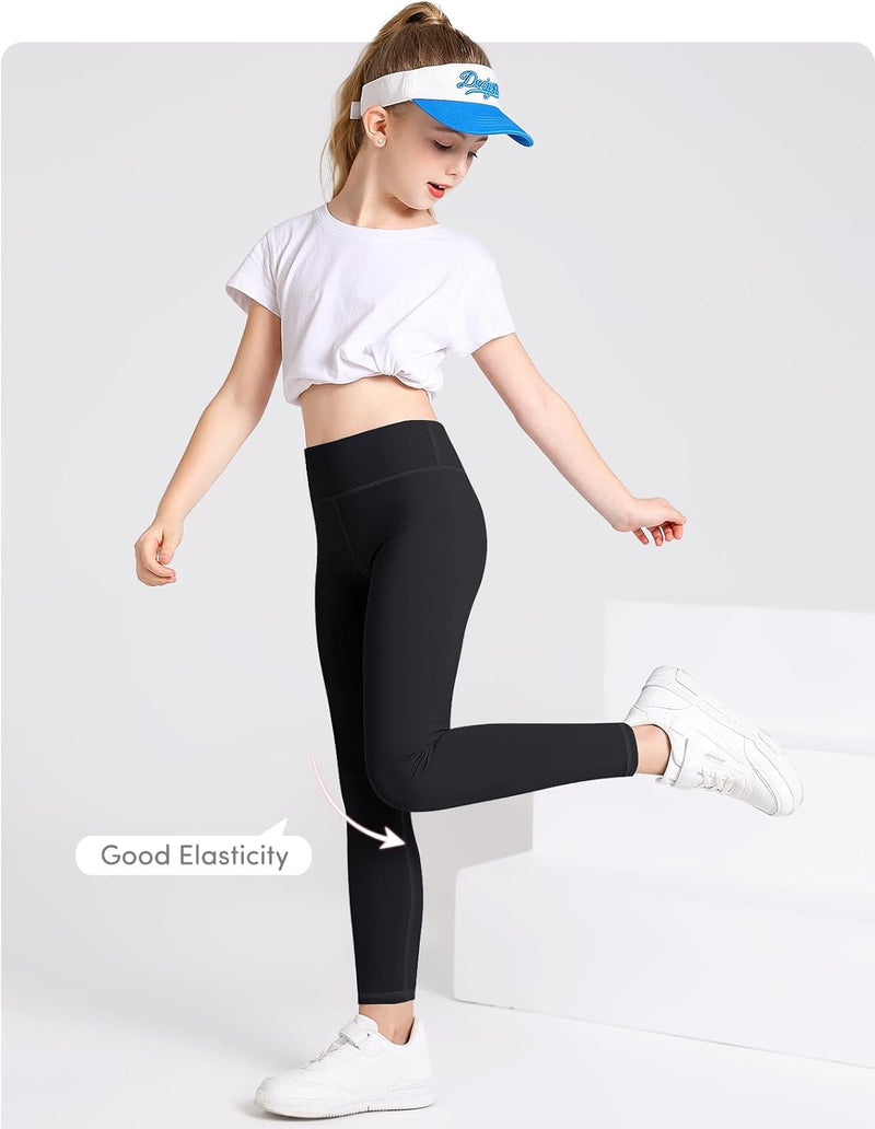Domee Mädchen Sport Leggings Sporthosen Jogginghose Turnhose Gymnastik 3er-Pack 128 Schwarz, 128 Sch