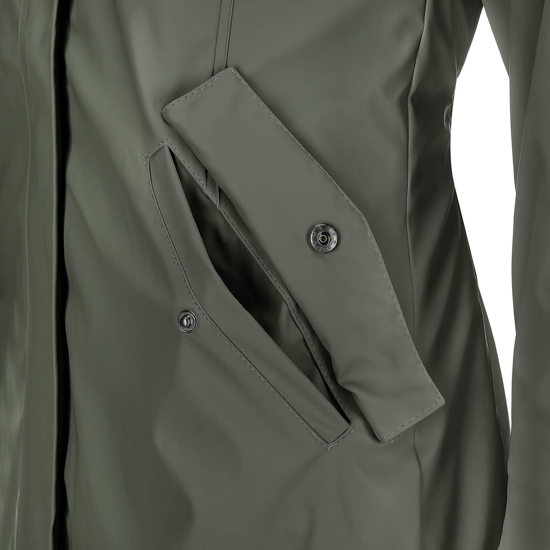 Dry Fashion Damen Regenmantel Malmö - Frauen Regenjacke Jacke mit Kapuze Lang Winddicht Wasserdicht