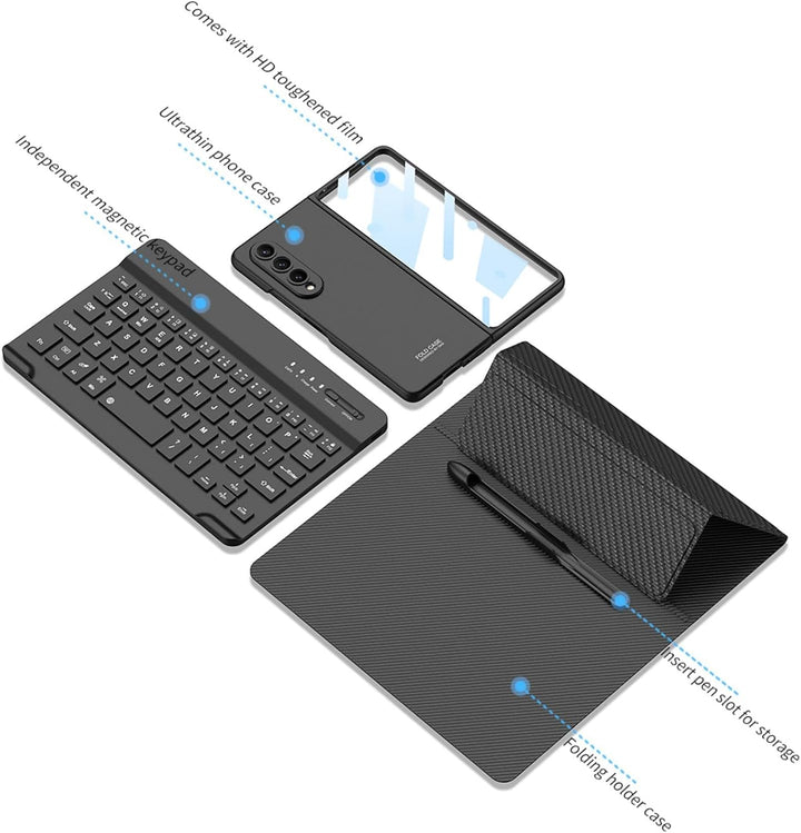 Custodia Magnetic Klapphüllen Ständer Folio Hülle,Keyboard,Pen Slot,Glasfolie PC Case Kompatibel für