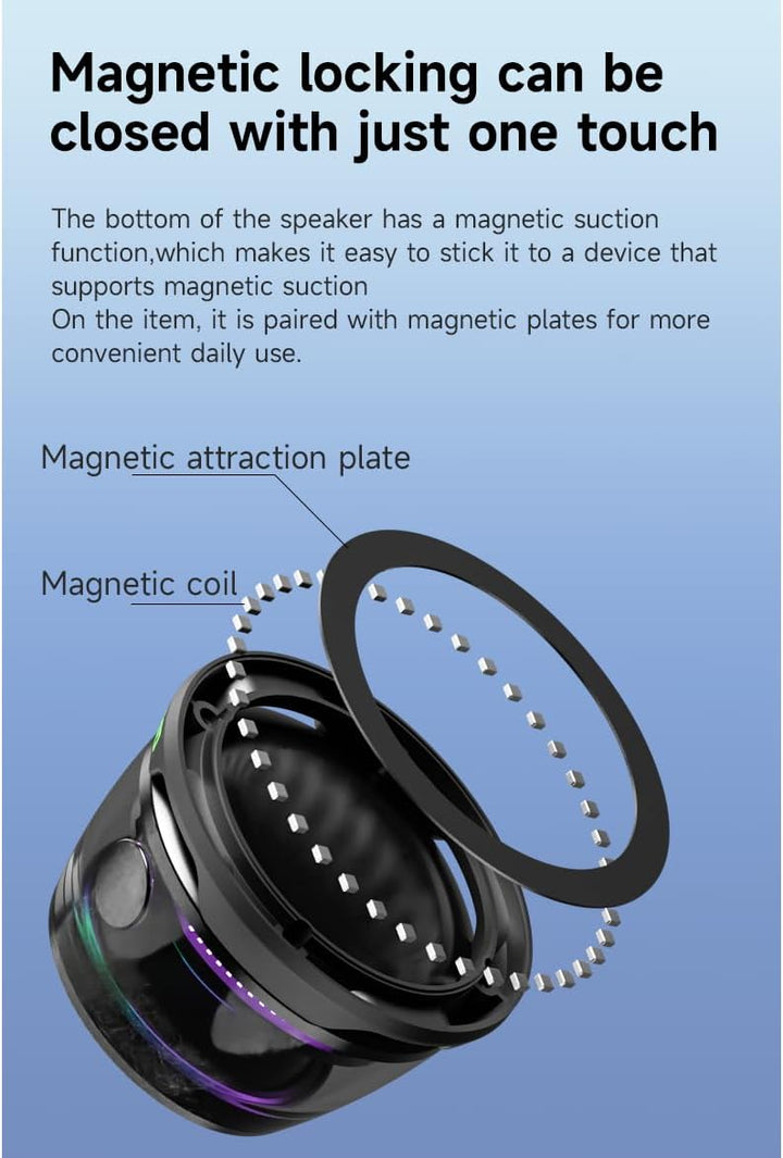 Magnetischer Bluetooth-Lautsprecher, G200 tragbarer Bluetooth-Lautsprecher mit Multi-RGB-Farblicht u