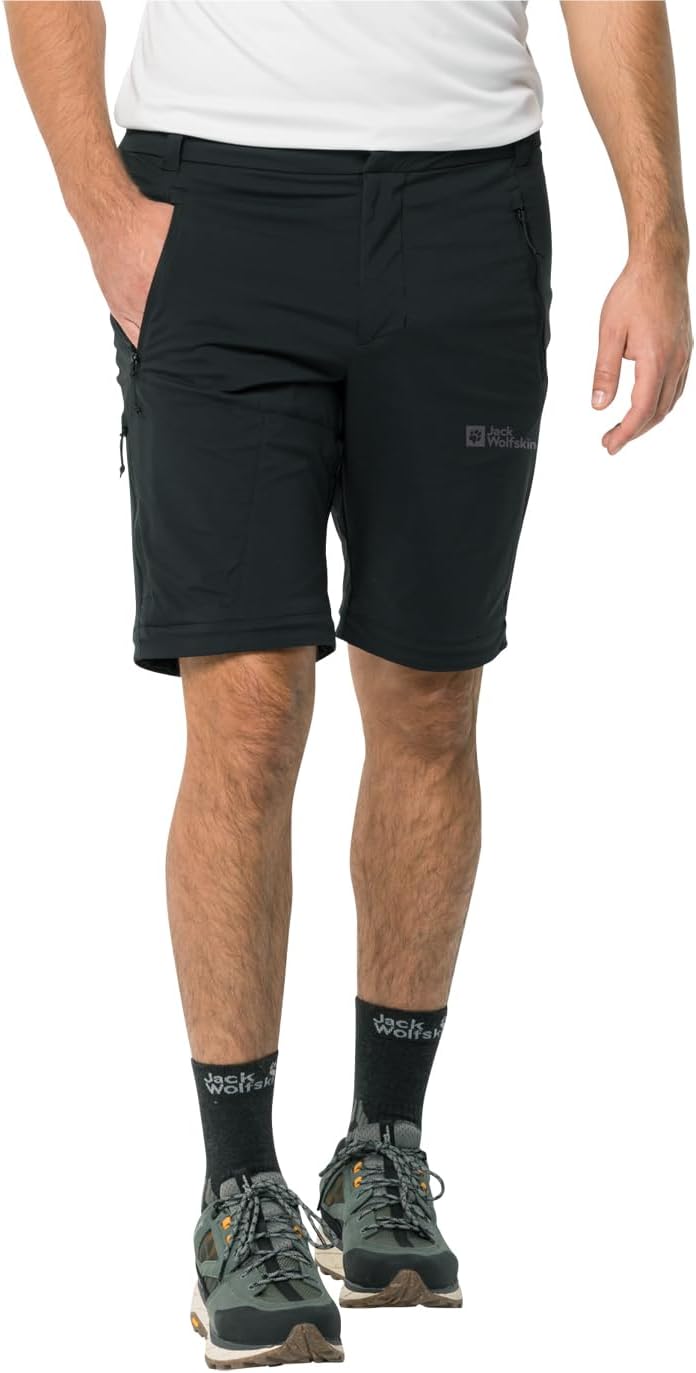Jack Wolfskin Herren Wanderhose Glastal Zip Away Pants M L Schwarz, L Schwarz
