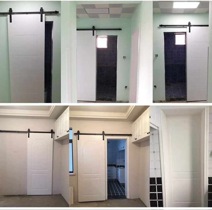 183cm Schiebetürbeschlag set Schiebetürsystem,Schwarz Schiebetür Montageset für Innentüren und Wands