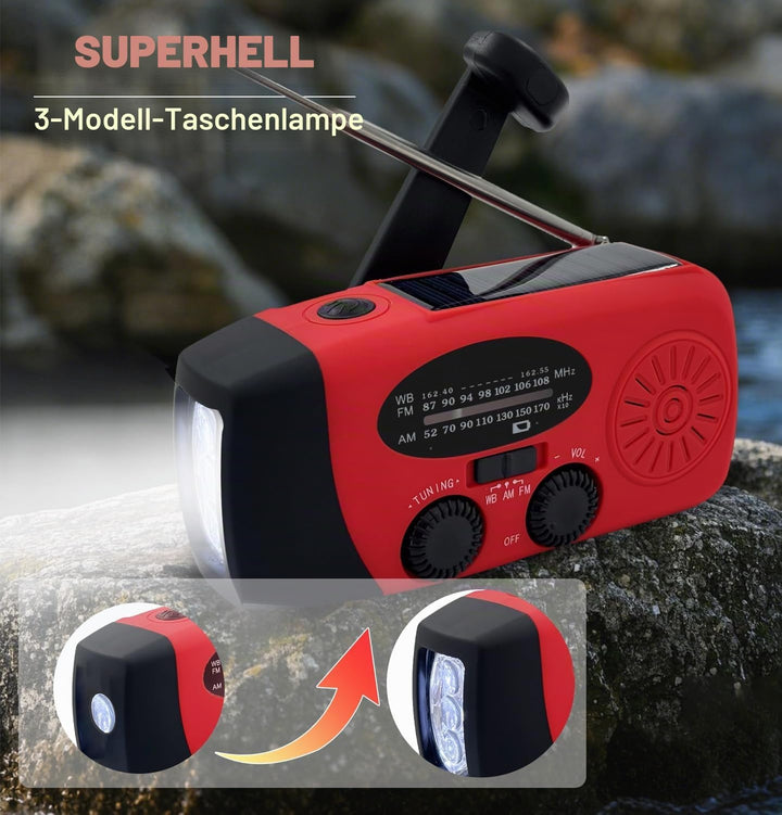 Notfall-Wetterradio AM/FM/NOAA mit 2000 mAh Red, Red