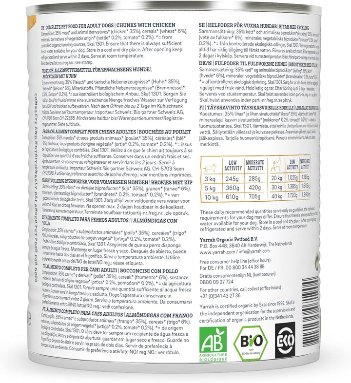 YARRAH Bio Hundefutter Bröckchen Huhn, Brennessel, Tomate 820 g, 6er Pack (6 x 820 g) Huhn, Brenness