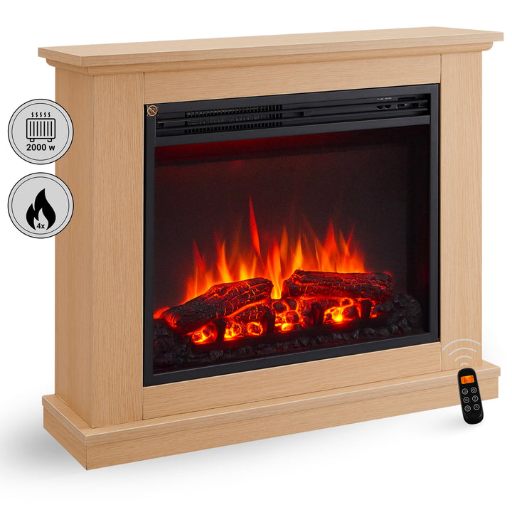 BALDERIA Phanos Elektrokamin - Elektrischer Standkamin mit Heizung 1000/2000 W, realistischer 3D-Fla