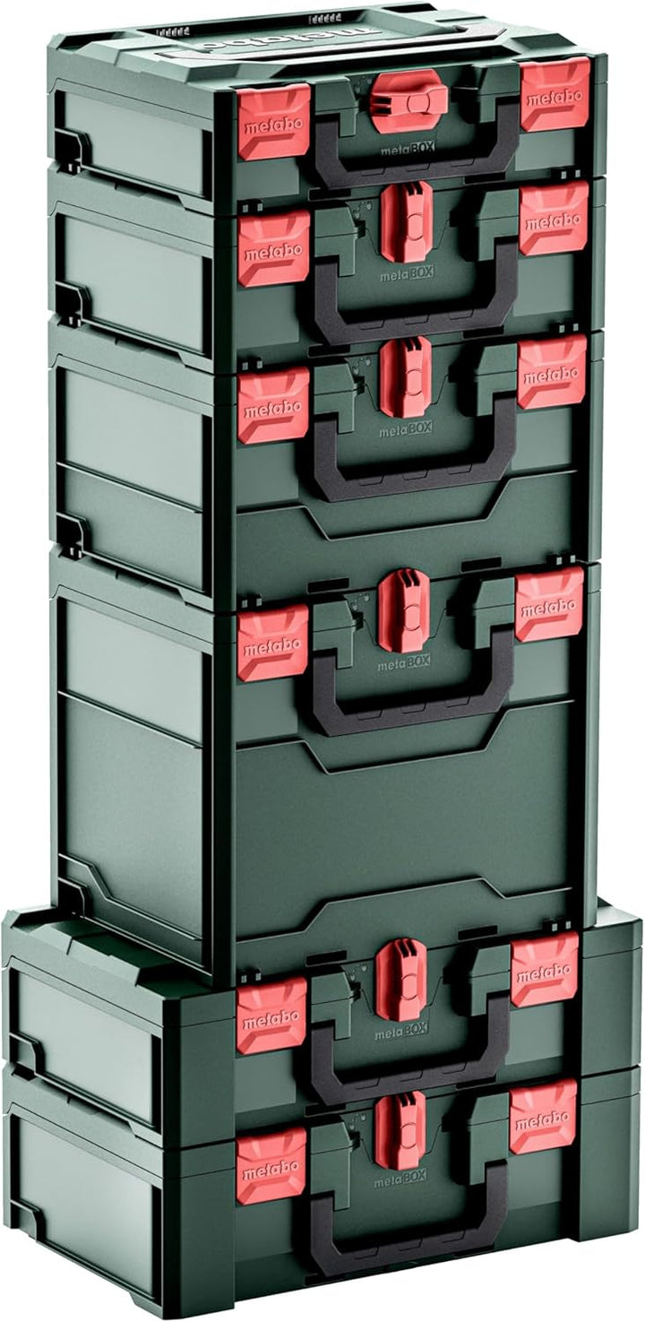 metabo metaBOX 118 leer - Werkzeugkoffer stapelbar, IP43 Schutz, robust & bruchsicher, 8,4L Volumen,