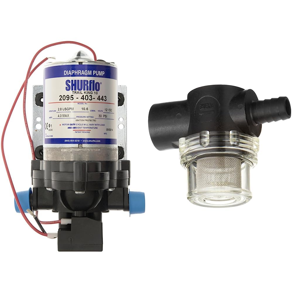 Shurflo Trail King 10 Wasserpumpe, Silber, 12V, 30 PSI & Steckfilter Bundle mit Steckfilter, Bundle