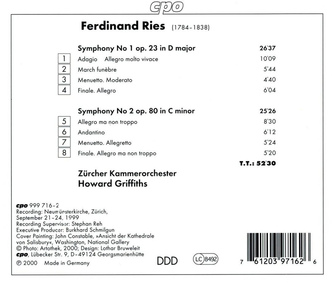 Sinfonien 1 &amp; 2, Audio-CD