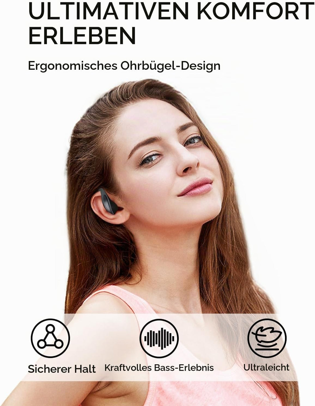1MORE S70 Open Ear Kopfhörer Bluetooth 5.3, Kabellose Ohrhörer mit 4 Mikrofon, Bass Mehr+, 40H Akku,