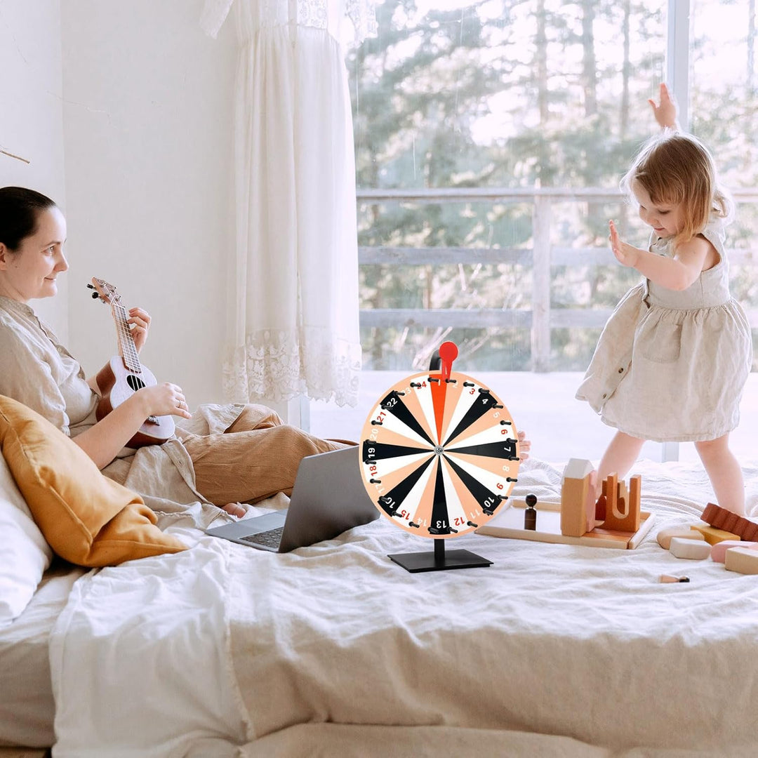 40cm Grosses Glücksrad Set, Tisch Glücksrad mit 24 Fächern Tombola Glücksrad mit Ständer Roulette Ra