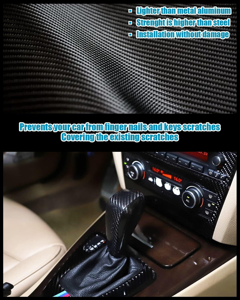 Car Gear Shift Knob Cover Trim Real Carbon Fiber Panel Frame Cover Fiber Sticker Head Trim, for BMW