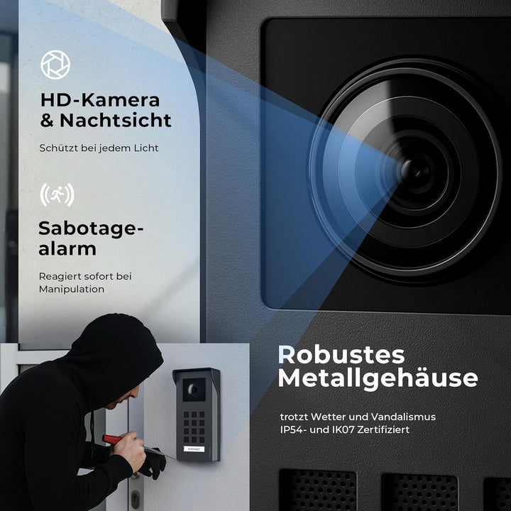Entri Video Türsprechanlage, Aufputz Türklingel mit Kamera, Smartphone App, 1 Familienhaus, Video Tü