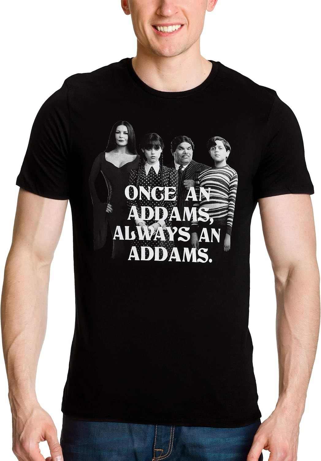 Elbenwald Wednesday T-Shirt mit verschiedenen Motiven für Herren Damen Unisex Baumwolle schwarz XS A
