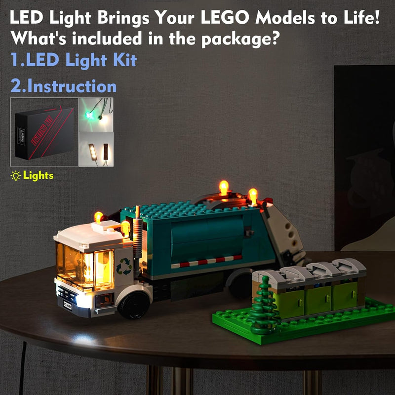 LocoLee Licht Kompatibel mit Lego City Müllabfuhr, Led Beleuchtungs Compatible with Lego 60386 City