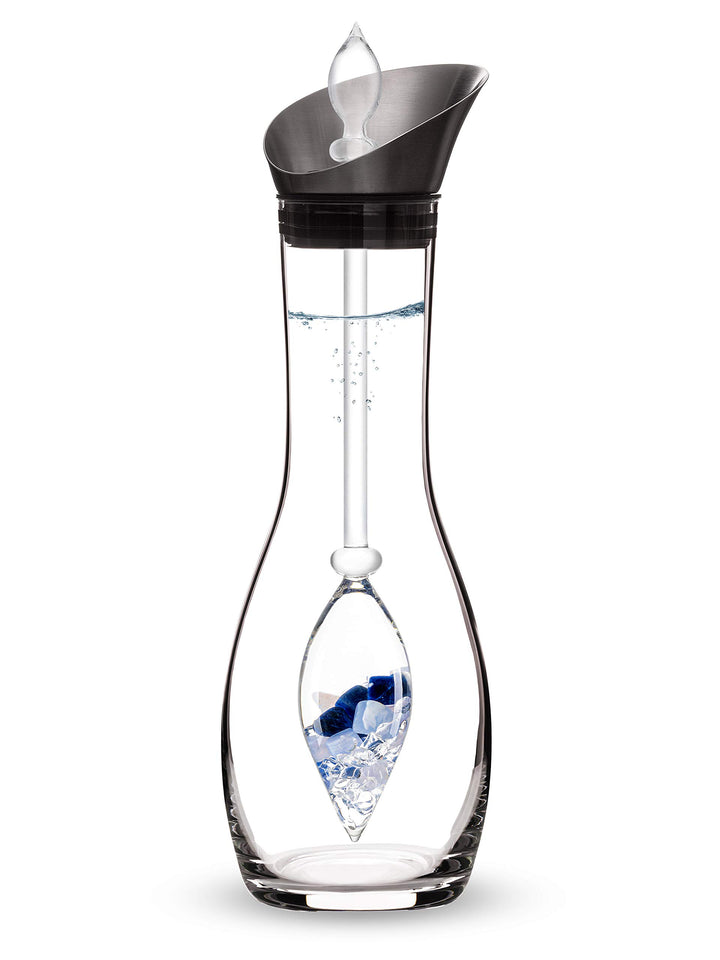 VitaJuwel Balance Edelsteinwasserset für Zuhause (Karaffe Era & Phiole) mit Sodalith, Chalcedon & Be