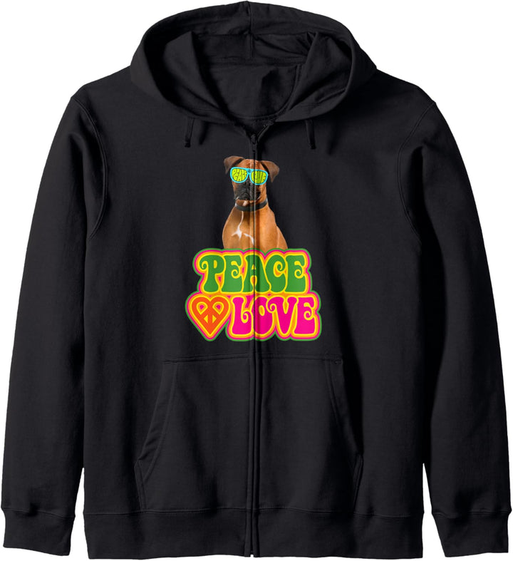Peace Heart Love Dog Boxer Kapuzenjacke