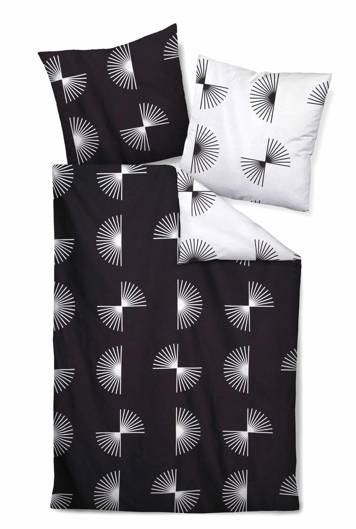 Janine Mako-Satin Bettwäsche J. D. 155x220 cm + 80x80 cm schwarz, 155x220 cm + 80x80 cm