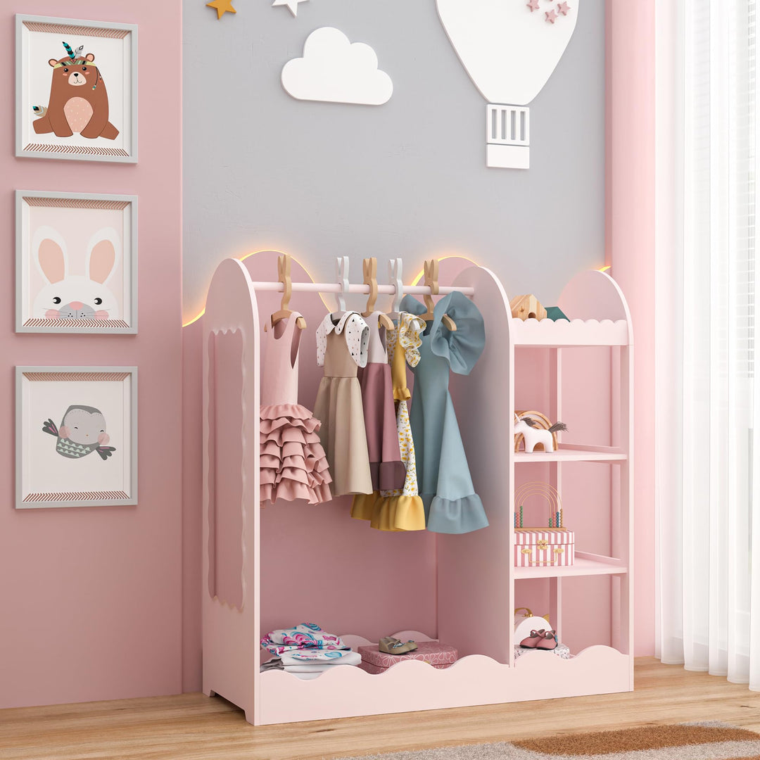 [en.casa] Kindergarderobe stehend Vestnes Kinder Kleiderschrank mit Spiegel und Kleiderstange 100 x