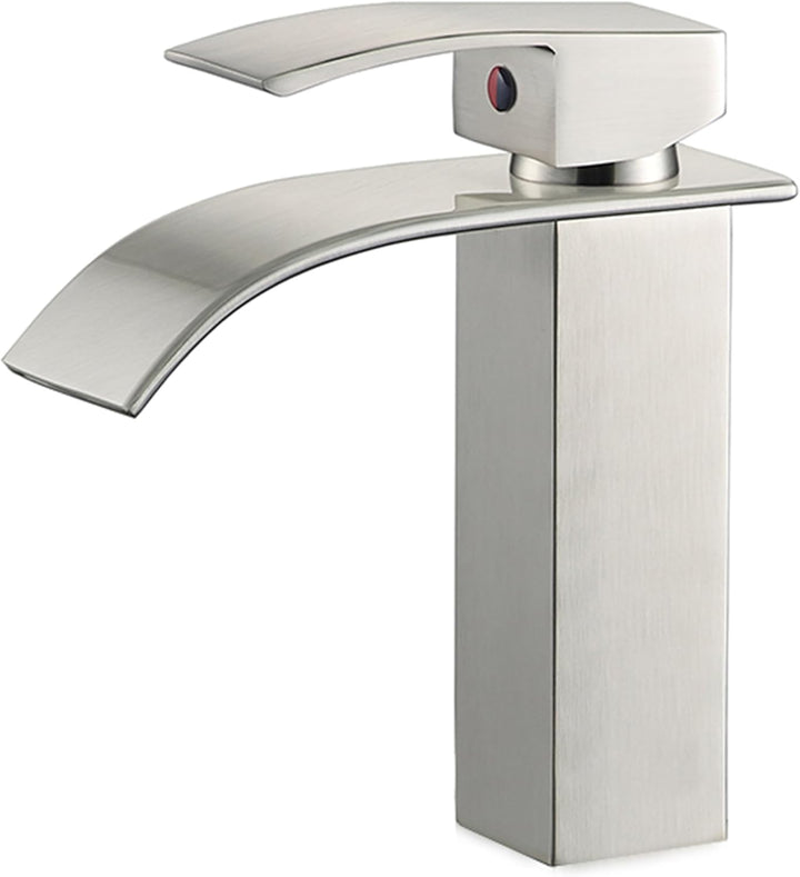 GENBONS Wasserhahn Bad Edelstahl | Wasserfall Waschtischarmatur für Badezimmer | Mischbatterie Wasch