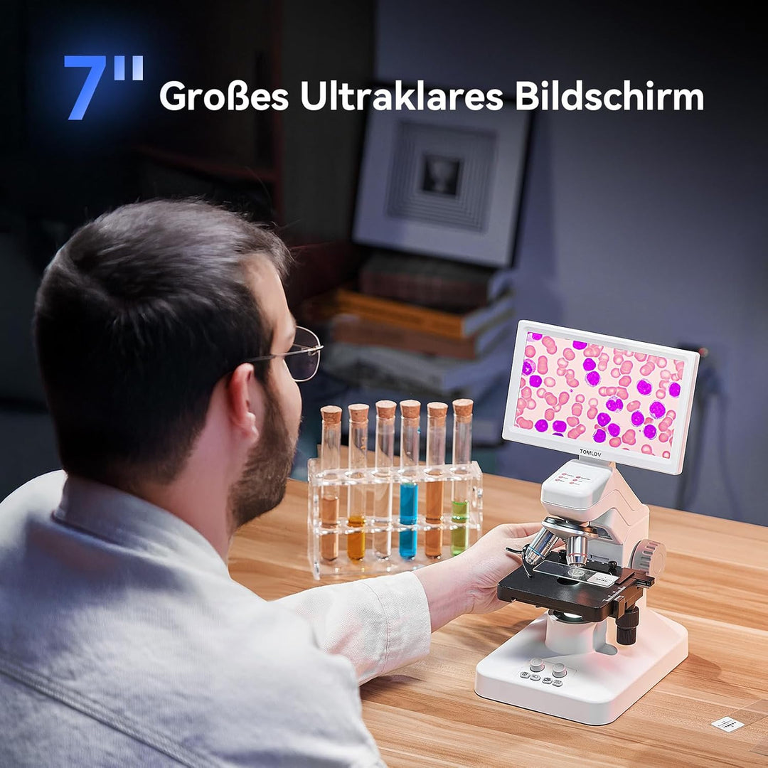 TOMLOV DM301 Max Biologisches Mikroskop für Erwachsene Kinder: 7" HDMI Digital Mikroskop mit Integri