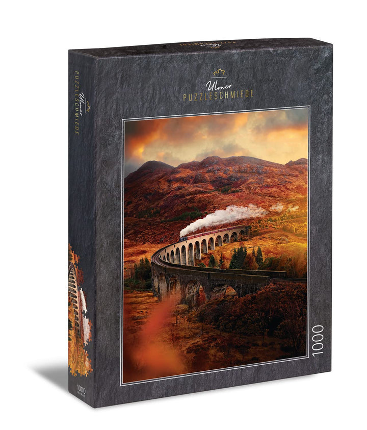 Ulmer Puzzleschmiede - Puzzle „Glenfinnan-Viadukt“ - Malerisches 1000 Teile Schottland-Puzzle – Das