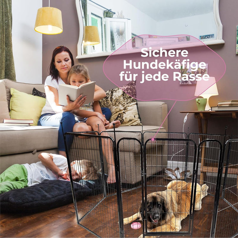 MaxxPet Welpenauslauf - Hundekäfig - Hundelaufstall - Welpenauslauf mit 8 Zwingerpaneelen - Stahl -