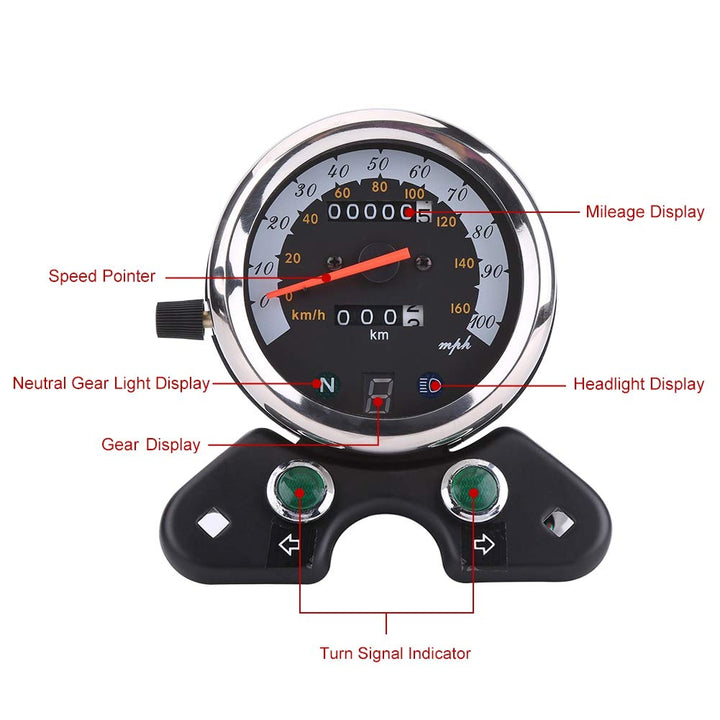Motorrad Tachometer, Fydun Universal Dual Kilometerzähler 12V Gang LED Hintergrundbeleuchtung Digita