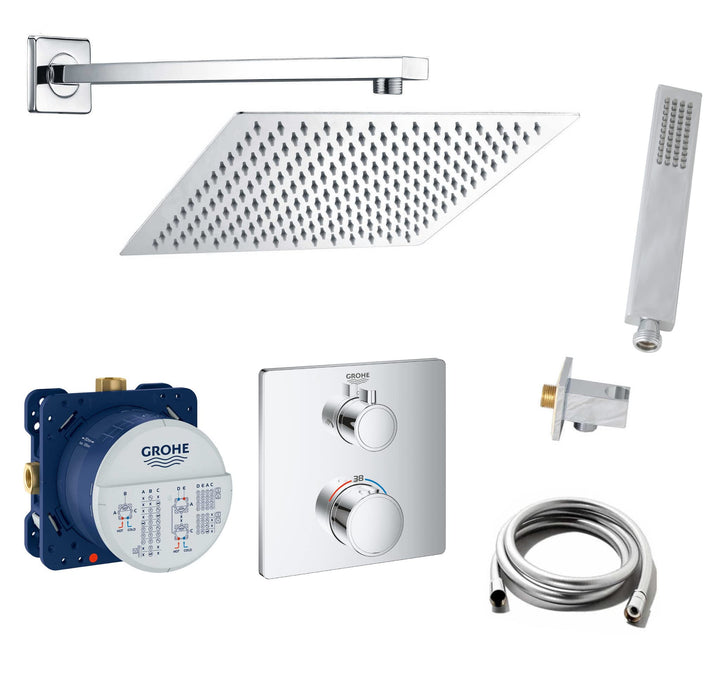 vanvilla Duschsystem mit Unterputz Duscharmatur von Grohe 2-Wege Thermostat Grohtherm und vanvilla R