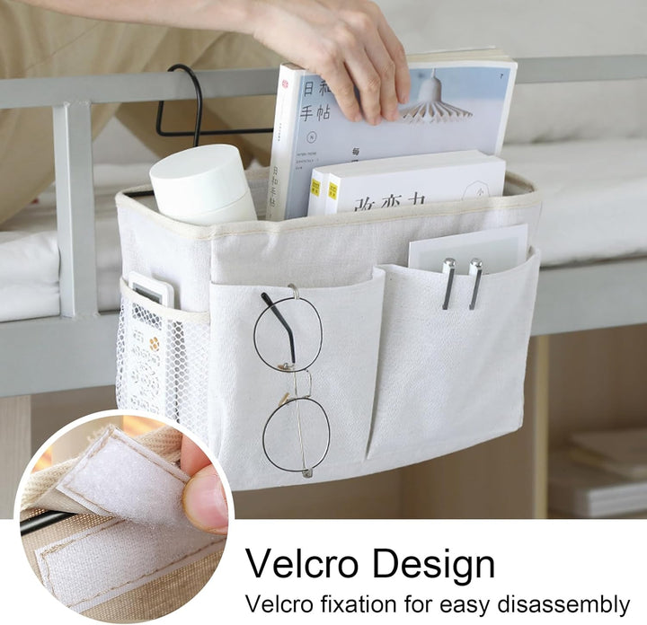 Disnace 2Pcs Betttasche Bett Organizer Hängetasche Aufbewahrungstasche, Hängetasche Faltbares Leinen
