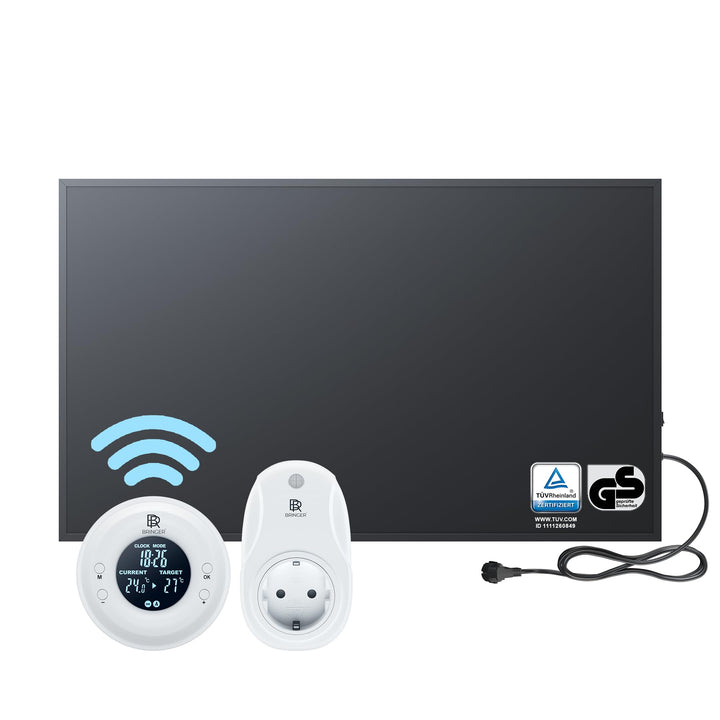 BR Bringer Infrarotheizung 700 Watt - mit Thermostat und Fernbedienung - Infrarot Elektroheizung Ene