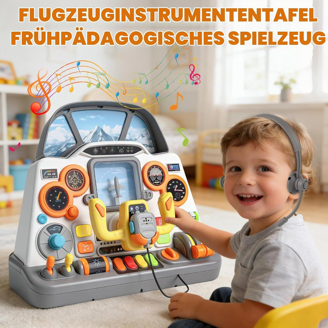 elzle Flugzeug Cockpit Armaturenbrett, Flugzeug Simulator Spielzeug Mit Licht Und Sound Für Kinder A
