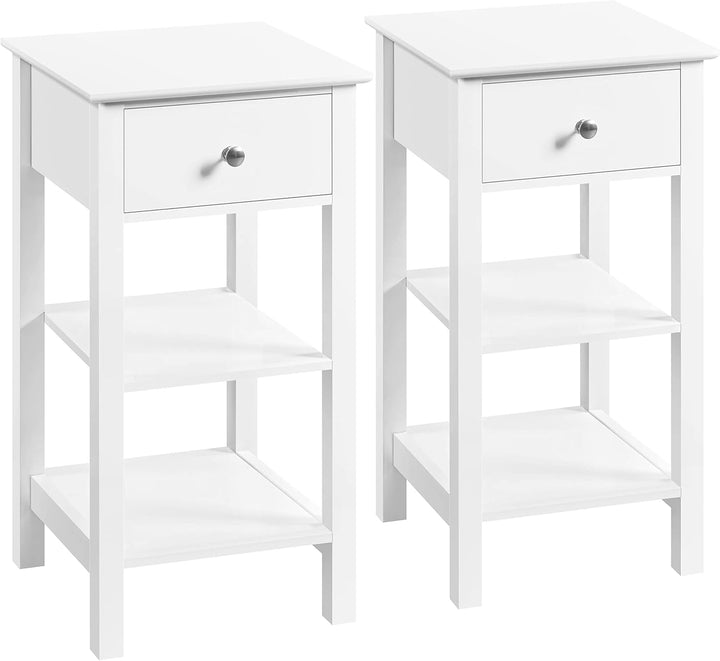 Yaheetech 2er Set Nachttisch weiss, Nachtschrank mit Schublade & 2 Abalgen, Moderne Nachtkommode für