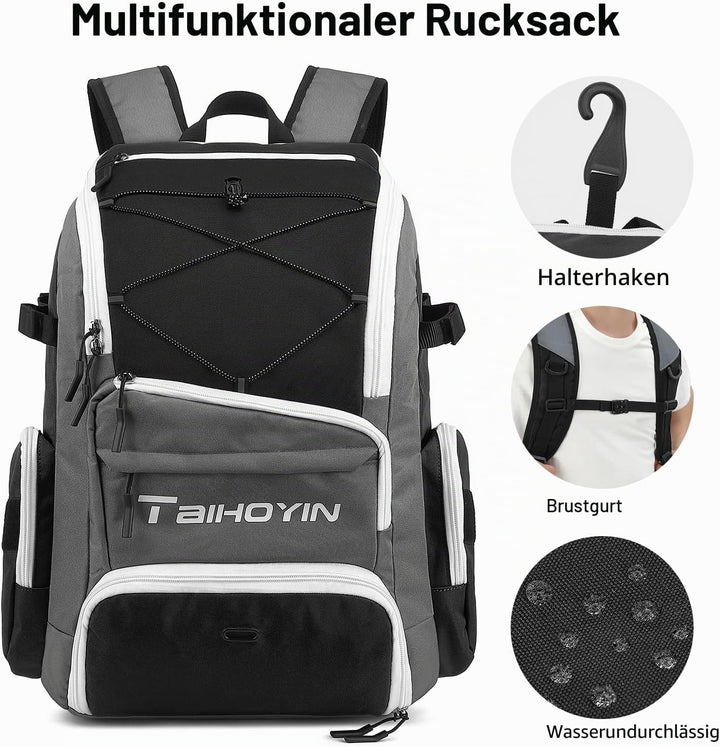 Sportrucksack Herren Damen mit Schuhfach Nassfach Wasserdicht Gym Schwimmrucksack Tagesrucksack mit