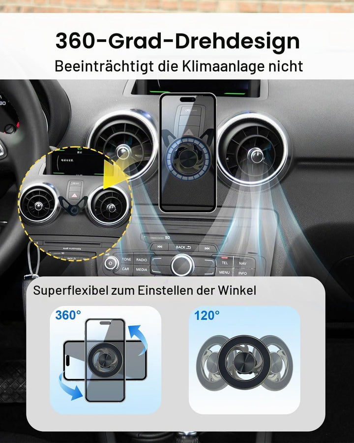 Handyhalterung Auto Lüftung Magnetisch für Audi A1(2011-2019), Aluminiumlegierung Handy Halterung, 3