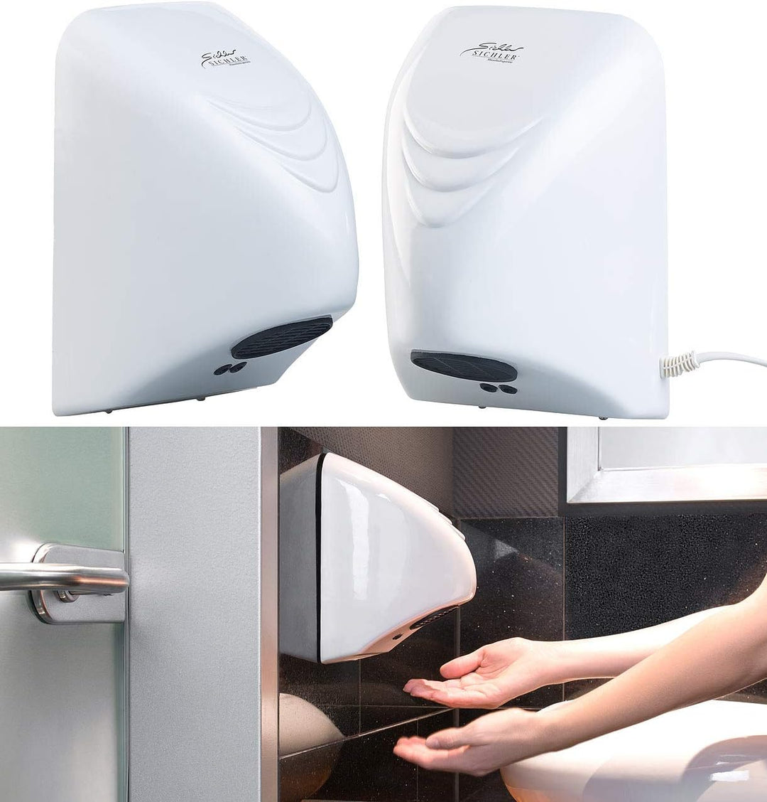 Sichler Haushaltsgeräte Hand-Trockner: 2er-Set automatische elektrischer Händetrockner zur Wandmonta
