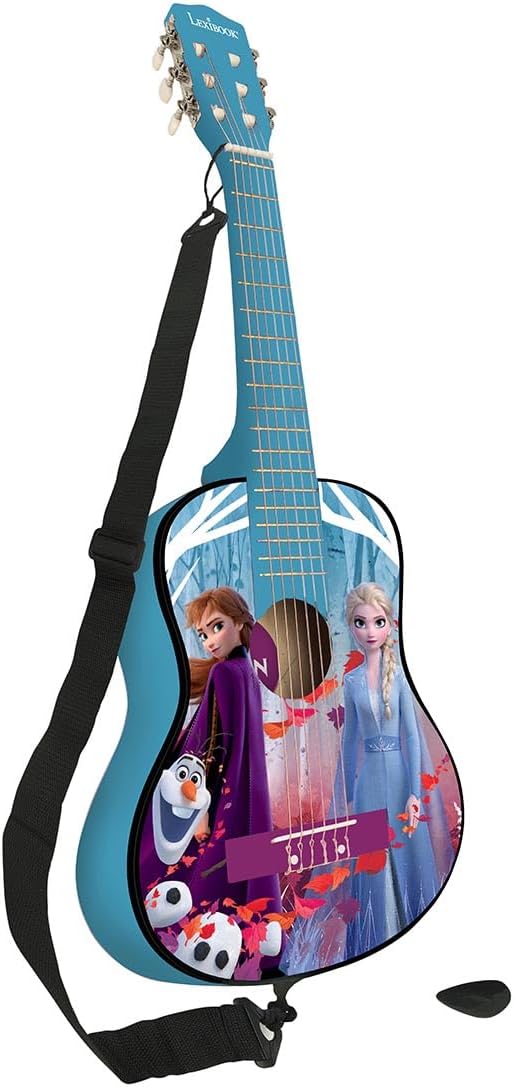 Lexibook Disney Frozen Eiskönigin ELSA Akustikgitarre hölzern, Lernanleitung enthalten, Blau/Lila, K