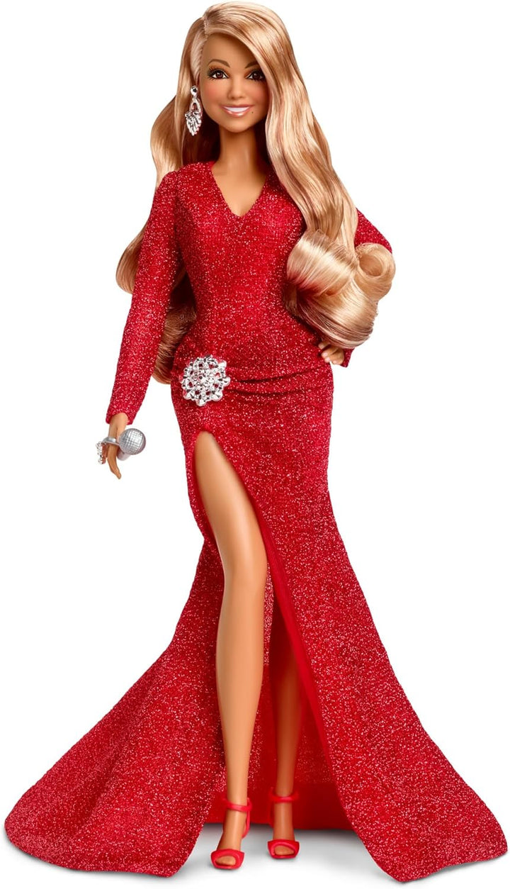 BARBIE Mariah Carey - Sammelpuppe mit glänzender roter Robe, Rüschen, Schlitz, glamouröse Locken, si
