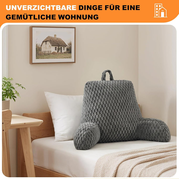 Generisch Lesekissen für Bett und Sofa, Rückenstützkissen mit abnehmbarem Waschbarem Plüsch Bezug- B