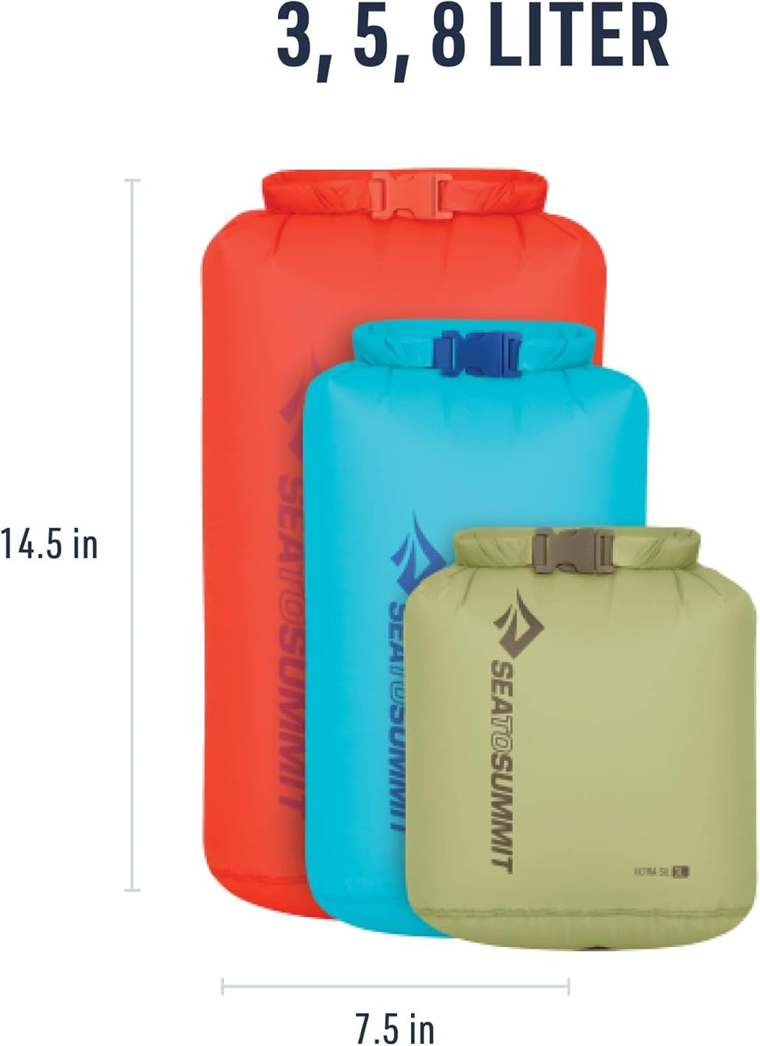 Sea to Summit - Ultra-SIL Dry Bag Set (3L, 5L, 8L) - wasserdichte Tasche & Aufbewahrung - Rollversch