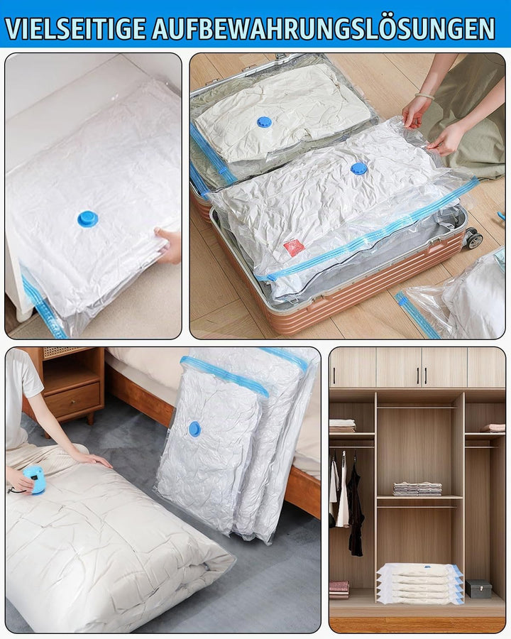 Vakuumbeutel für Kleidung, 13 Stück(2 Jumbo,3 Gross,3 Mittelgross,3 Klein), Vakuumbeutel für Bettdec
