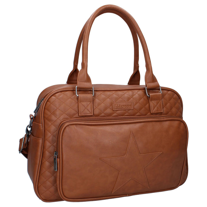 Kidzroom Luiertas -Cognac- Vegan Leather met ster 30*48*16cm Blau, 30*48*16cm Blau