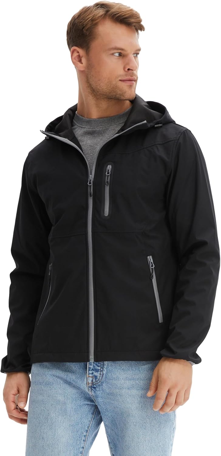 Morgenstern Softshelljacke Regenjacke Herren Wasserabweisend Atmungsaktiv, M Schwarz
